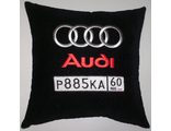 Подушки в машину с логотипом АУДИ черная, аксессуар для автомобиля AUDI