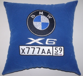 Подушки в машину с логотипом БМВ X6 синяя, аксессуар для автомобиля BMW X6