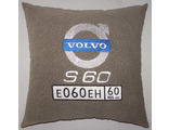 Подушки в машину с логотипом Вольво S60 серая, аксессуар для автомобиля Volvo S60