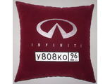 Подушки в машину с логотипом Инфинити бордовая, аксессуар для автомобиля Infiniti