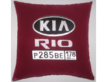 подушки в машину с логотипом Киа Рио бордовая, аксессуар для автомобиля KIA Rio