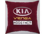 подушки в машину с логотипом Киа Венга бордовая, аксессуар для автомобиля KIA Venga