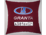 подушки в машину с логотипом Лада Гранта бордовая, аксессуар для автомобиля Lada Granta