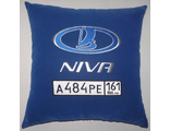 подушки в машину с логотипом Лада Нива синяя, аксессуар для автомобиля Lada Niva