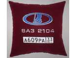 подушки в машину с логотипом Лада Ваз 2104 бордовая, аксессуар для автомобиля Lada Vaz
