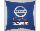 подушки в машину с логотипом Ниссан Цефиро синяя, аксессуар для автомобиля Nissan Cefiro